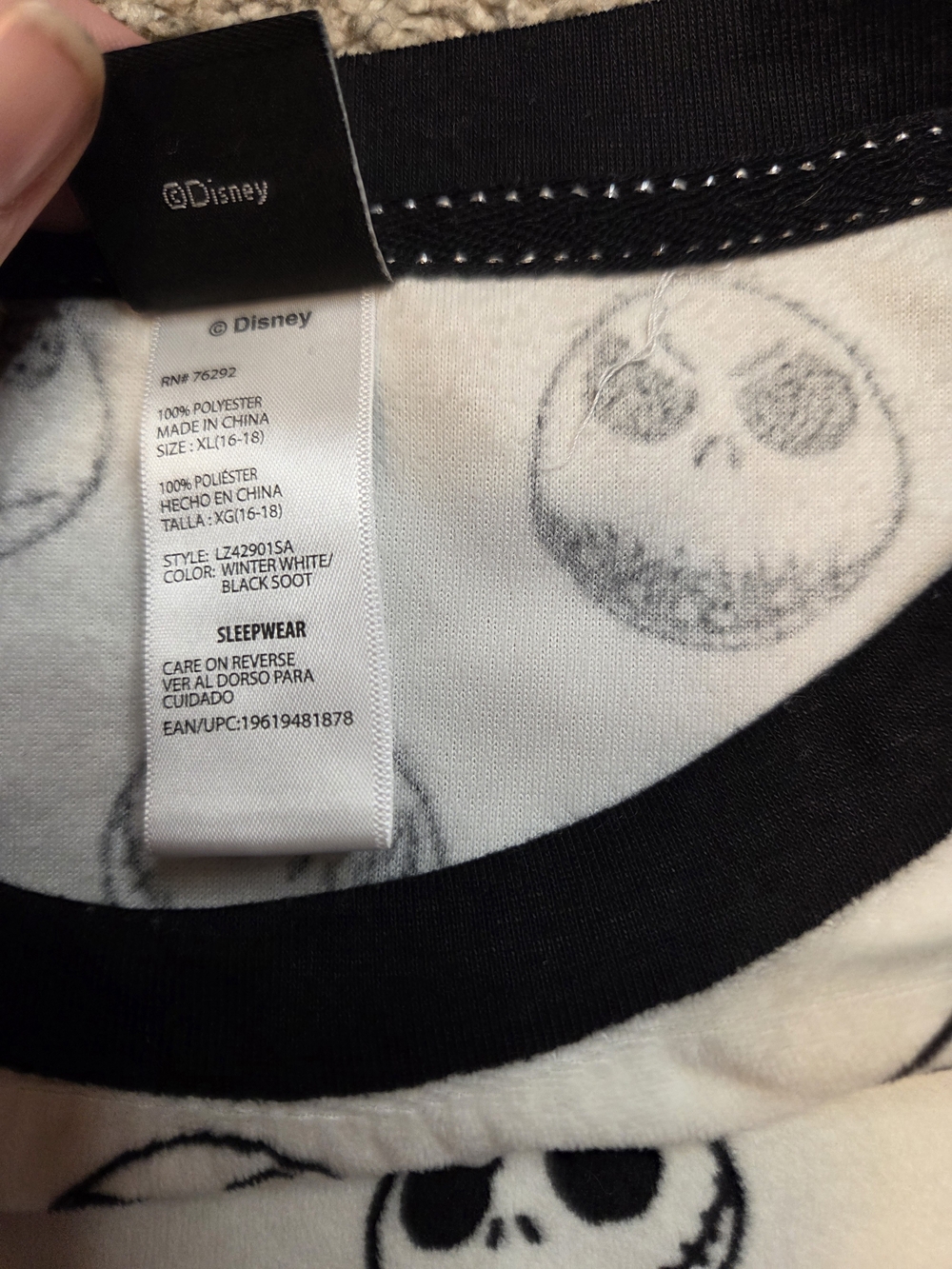 Disney Nightmare Before Christmas Jack Skellington Pajama Set XL Gothic Punk - Picture 5 of 14